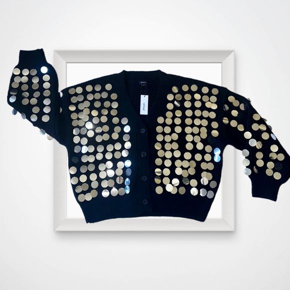 Nasty Gal Black Sequin Oversized Cardigan sz Medium NWT - Picture 5 of 9